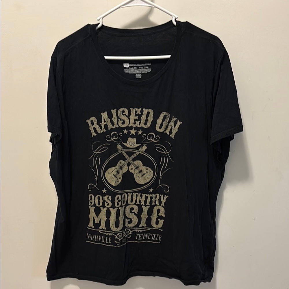 3XL Womens Black Short Sleeve Tee “Raised on 90’s Country Music”